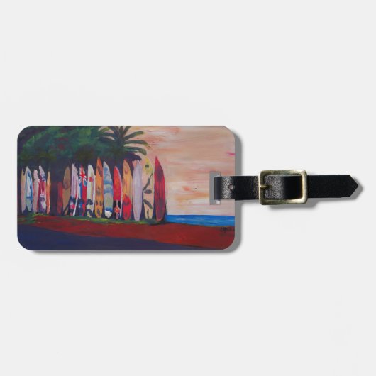 Surf Board Fence Wall aan de zijkant Bagagelabel (Voorkant horizontaal)