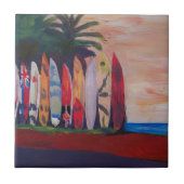 Surf Board Fence Wall aan de zijkant Tegeltje (Voorkant)