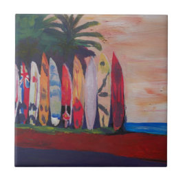 Surf Board Fence Wall aan de zijkant Tegeltje