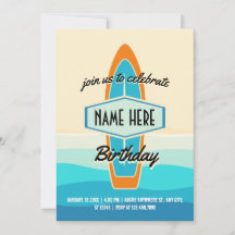 Surf board op strand verjaardag