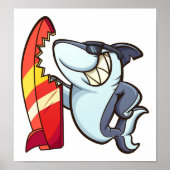 Surf Board Shark Poster (Voorkant)