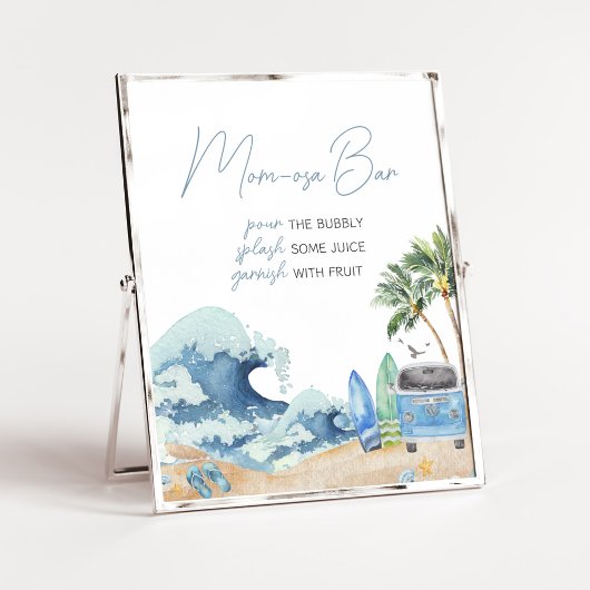 Surf Board Strand Baby shower Moeder Osa Bar Poster