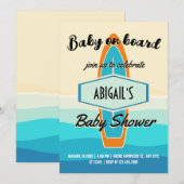 Surf board strand baby shower uitnodiging (Voorkant / Achterkant)