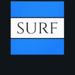 SURF Bright nautisch blauw wit zomerstrepen Canvas Afdruk<br><div class="desc">Dit elegante, nautische ontwerp is voorzien van grote zwarte typografie "SURF" tekst gecentreerd in een brede witte middenstreep gemarkeerd met slanke zwarte strepen grenzend aan kleurrijke helderblauwe achtergrondstrepen. Make It Your Own: De kleuren in dit ontwerp kunnen worden gewijzigd door het ontwerp te bewerken. De tekst kan ook worden gepersonaliseerd....</div>