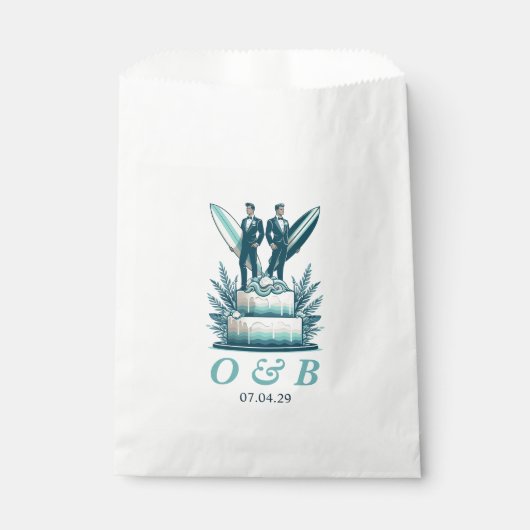 Surf bruidegoms bruiloft bedankzakje (Voorkant)