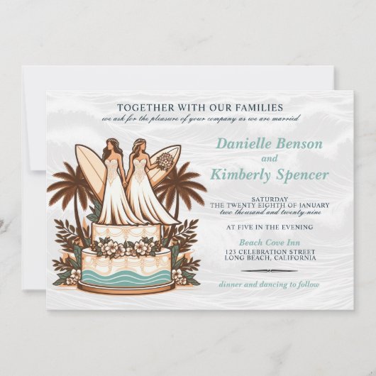 Surf Bruids Trouw Uitnodiging (Voorkant)