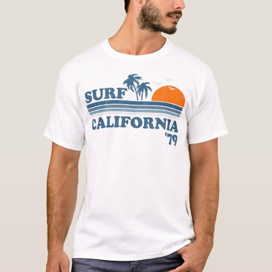 Surf California Beach Retro Sunset Surf 70 T-shirt (Voorkant)