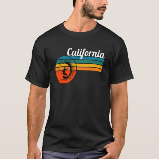 Surf California Beach Retro Surf T-shirt (Voorkant)
