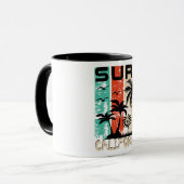 Surf California palm tree beach design Mug Mok (Voorkant links)