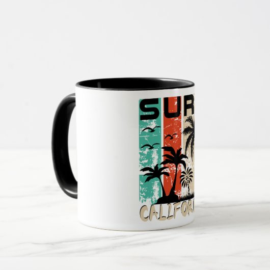 Surf California palm tree beach design Mug Mok (Voorkant links)