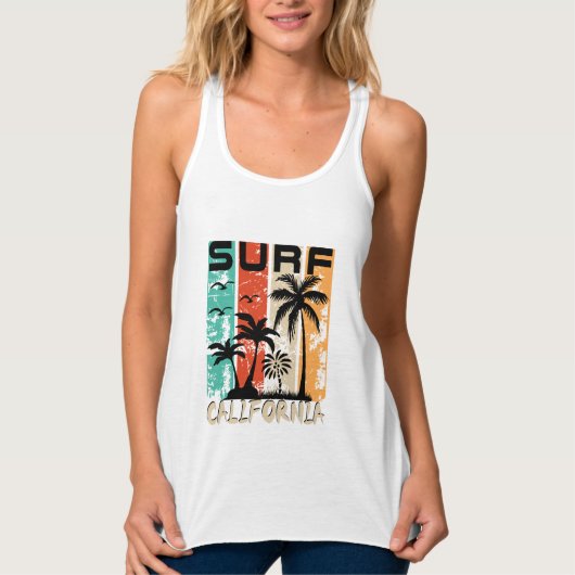Surf California palm tree beach design  Tanktop (Voorkant)