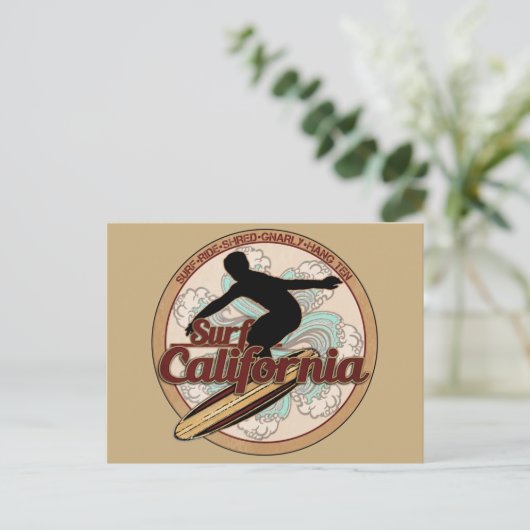 Surf California  surfboard logo briefkaart (Staand voorkant)