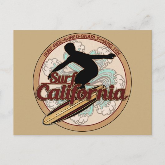 Surf California  surfboard logo briefkaart (Voorkant)