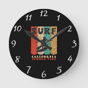 Surf California Wall Clock Ronde Klok