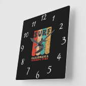Surf California Wall Clock Vierkante Klok (Hoek)