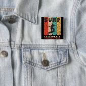 Surf Californië Vierkante Button 5,1 Cm (In situ)