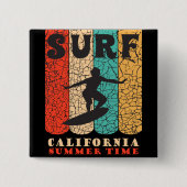 Surf Californië Vierkante Button 5,1 Cm (Voorkant)