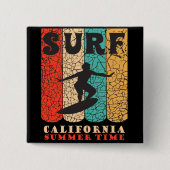 Surf Californië Vierkante Button 5,1 Cm (Voorkant)