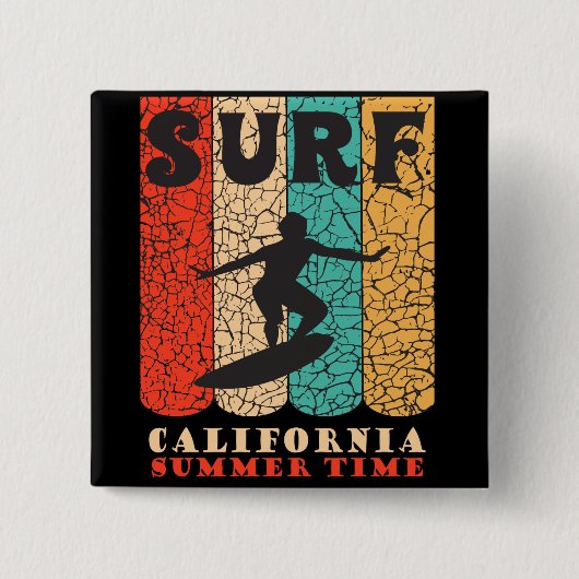 Surf Californië Vierkante Button 5,1 Cm