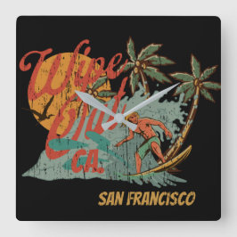 Surf Californische retro T-Shirt Pos wegvegen Vierkante Klok