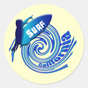 Surf Californische surfers surfen op geschenken Ronde Sticker