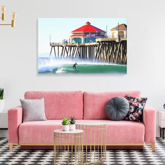 Surf City Huntington Beach Ca Canvas Afdruk (Insitu (Woonkamer))
