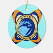 Surf City, Huntington Beach, CA Keramisch Ornament (Links)