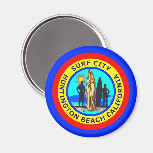 SURF CITY HUNTINGTON BEACH CALIFORNIË MAGNEET (Voorkant / Achterkant)