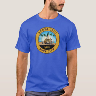Surf City Logo Vuurtoren met Woodie Sticker Hout T-shirt
