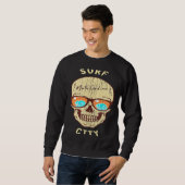 Surf City NC Summertime Vacking Skull Sunglass Trui (Voorkant volledig)