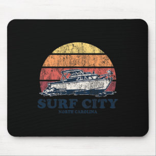 Surf City Nc Vintage Scheepvaart 70s Retro Boot On Muismat