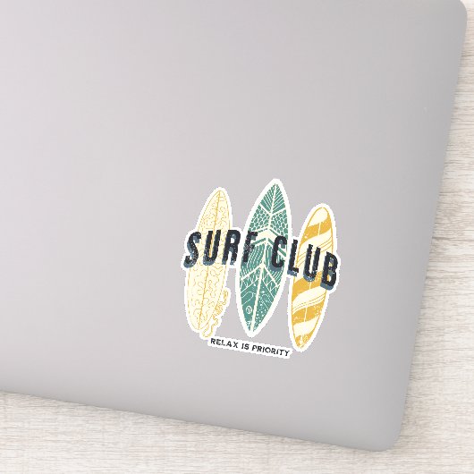 Surf Club Zomer Strand Vakantie Grappige Vintage Sticker (Detail)