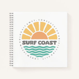 Surf Coast Vintage Zonsondergang Strand Retro Desi Notitieboek