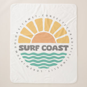 Surf Coast Vintage Zonsondergang Strand Retro Desi Sherpa Deken
