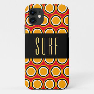 SURF Cool Bright Red Yellow Tiled Art Black Stripe Case-Mate iPhone Case