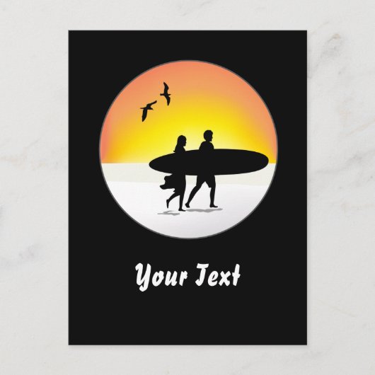Surf Couple bij Sunset Briefkaart (Voorkant)