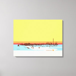 Surf Days - Galveston Island, Pleasure Pier Canvas Afdruk
