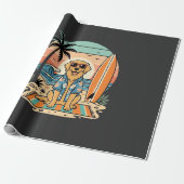 Surf Dog Retro Strand Zomer Cadeaupapier (Uitgerold)