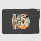 Surf Dog Retro Strand Zomer Golfhanddoek (Horizontaal)