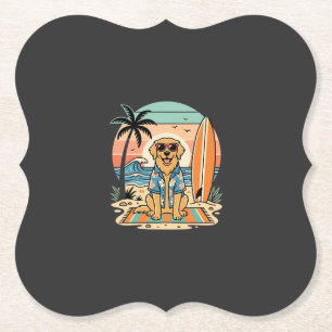 Surf Dog Retro Strand Zomer Kartonnen Onderzetters