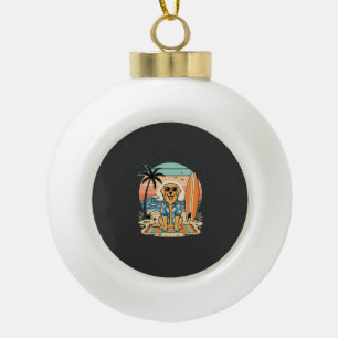 Surf Dog Retro Strand Zomer Keramische Bal Ornament