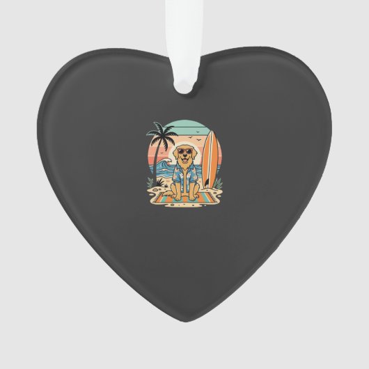Surf Dog Retro Strand Zomer Ornament (voorkant)