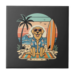 Surf Dog Retro Strand Zomer Tegeltje