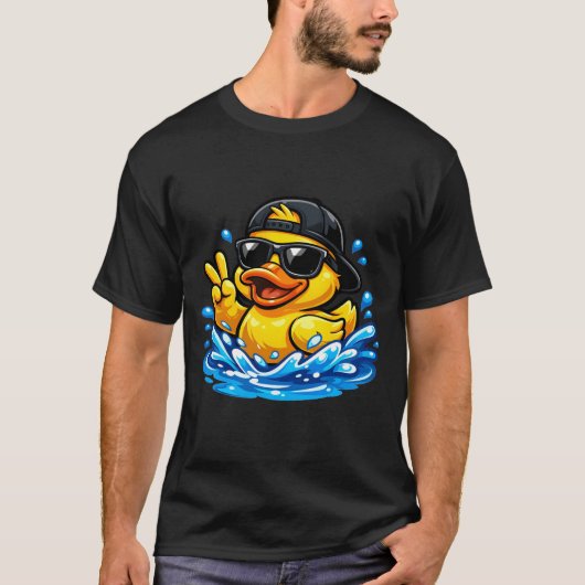 Surf eend in pet en zonnebril t-shirt (Voorkant)