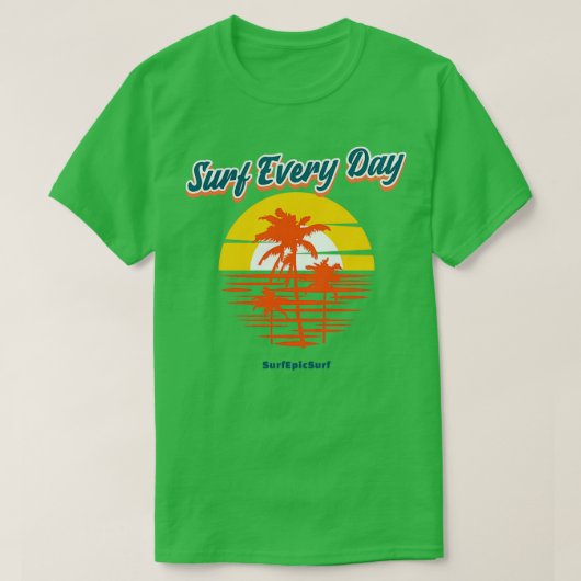 Surf Elke dag 3 Palmbomen voor de zon T-shirt (Design voorkant)