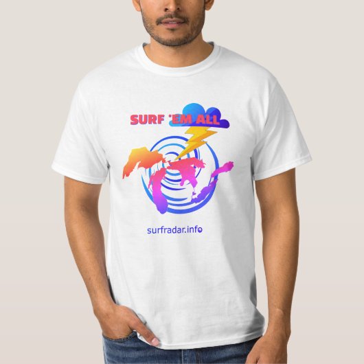 Surf 'em all. TLW. Surfing the Great Lakes T-shirt (Voorkant)