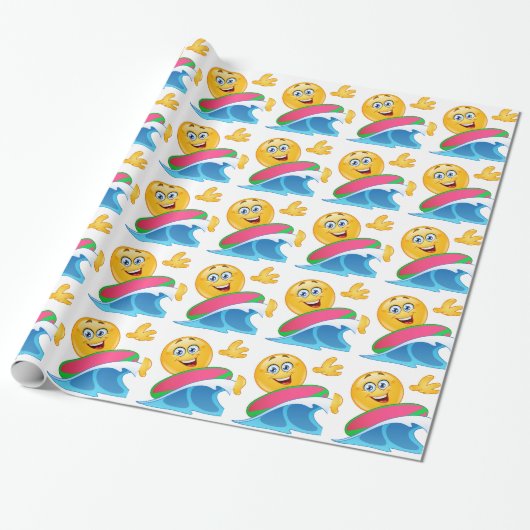 surf emoji cadeaupapier (Uitgerold)