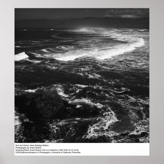 Surf en Rocks, nabij Bodega door Ansel Adams Poster (Voorkant)
