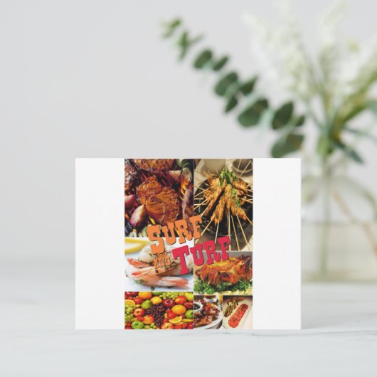 Surf en turf briefkaart (Staand voorkant)