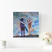 Surf en Yoga Square Wall Clock Vierkante Klok (Huis)